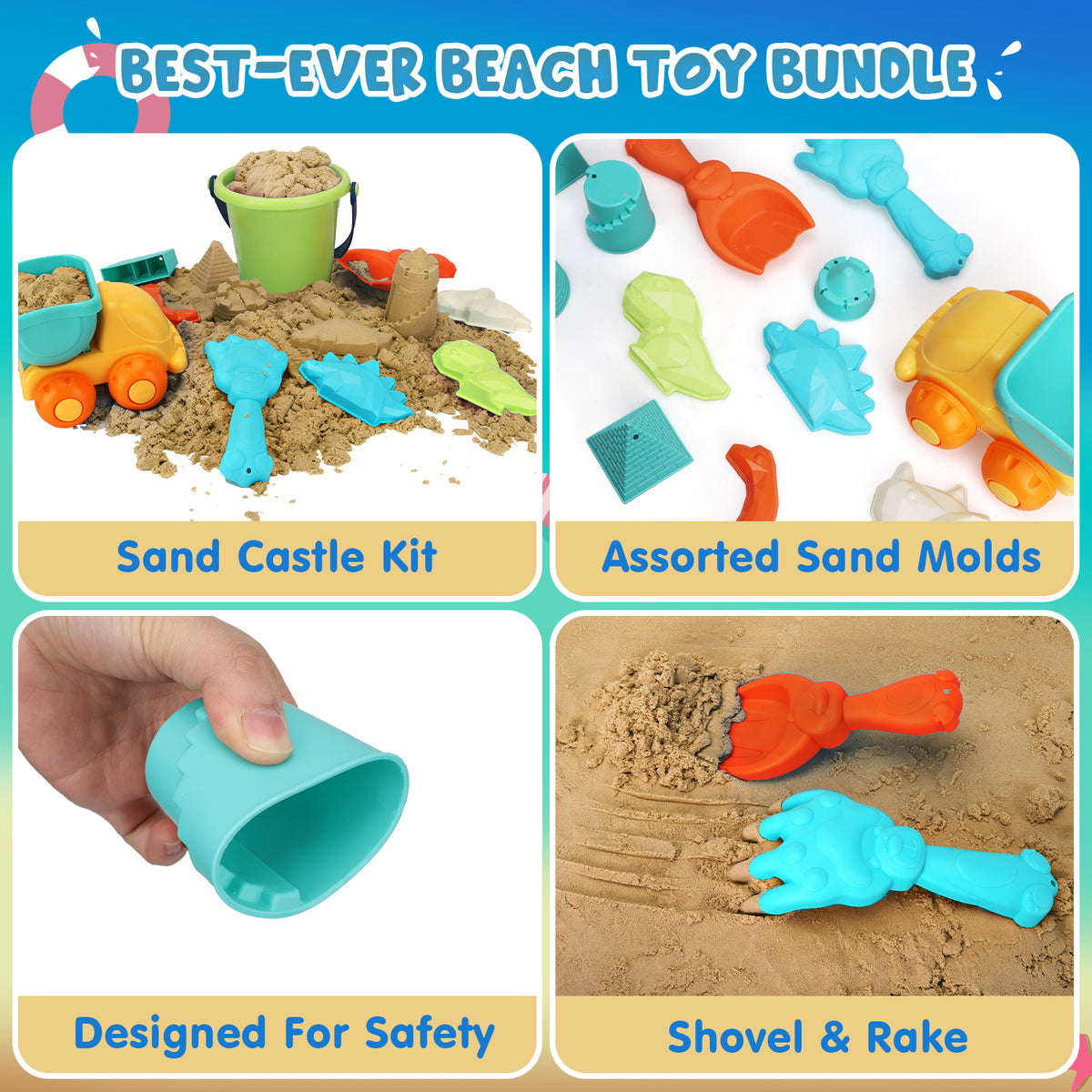 Set Of Dinosaur Beach Molds Sand Toys Play Dough Kinetic Sand Dino Shapes,  Bones
