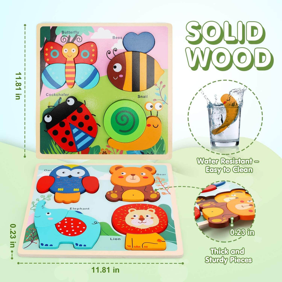  TOY Life Toddler Puzzles, 8 Piece Wooden Puzzles for