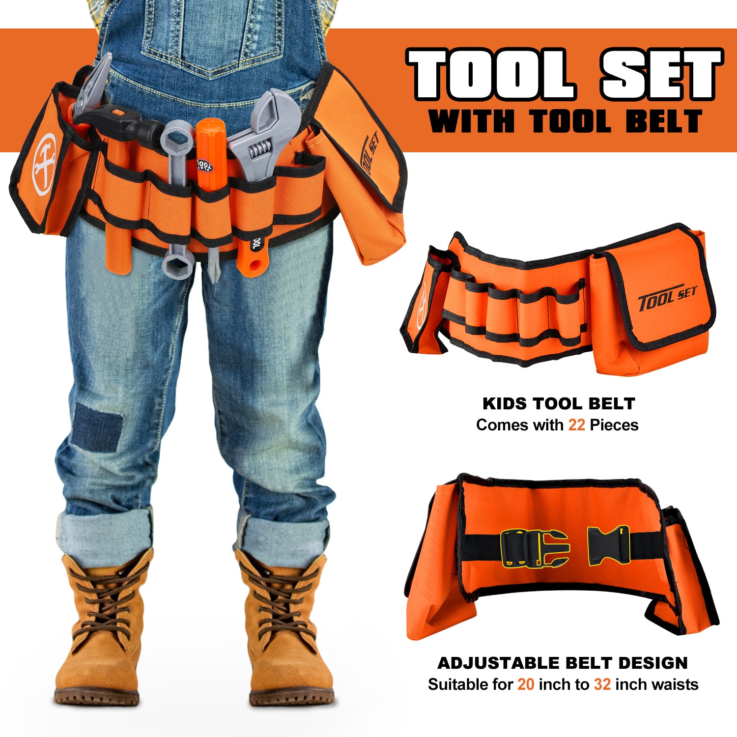 TOY Life Kids Tool Set with Kids Tool Belt, Toddler Tool Set with Electric  Toy Drill, Construction Tool Set for Kids Halloween Pretend Play Tools, Toy
