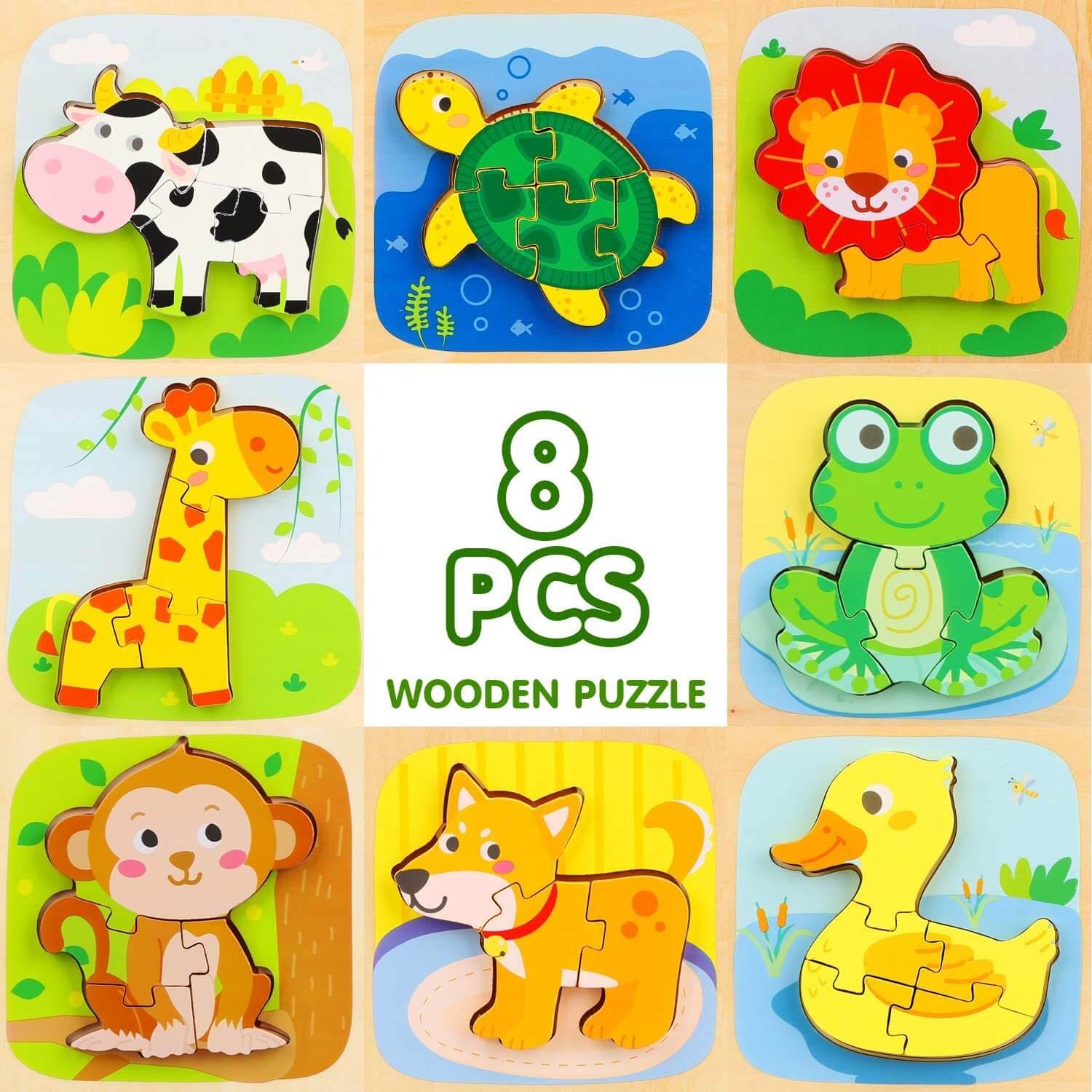 Puzzles for Kids Ages 3-5 Toddler Puzzles Set 20 Piece Wooden Jigsaw  Puzzles NEW